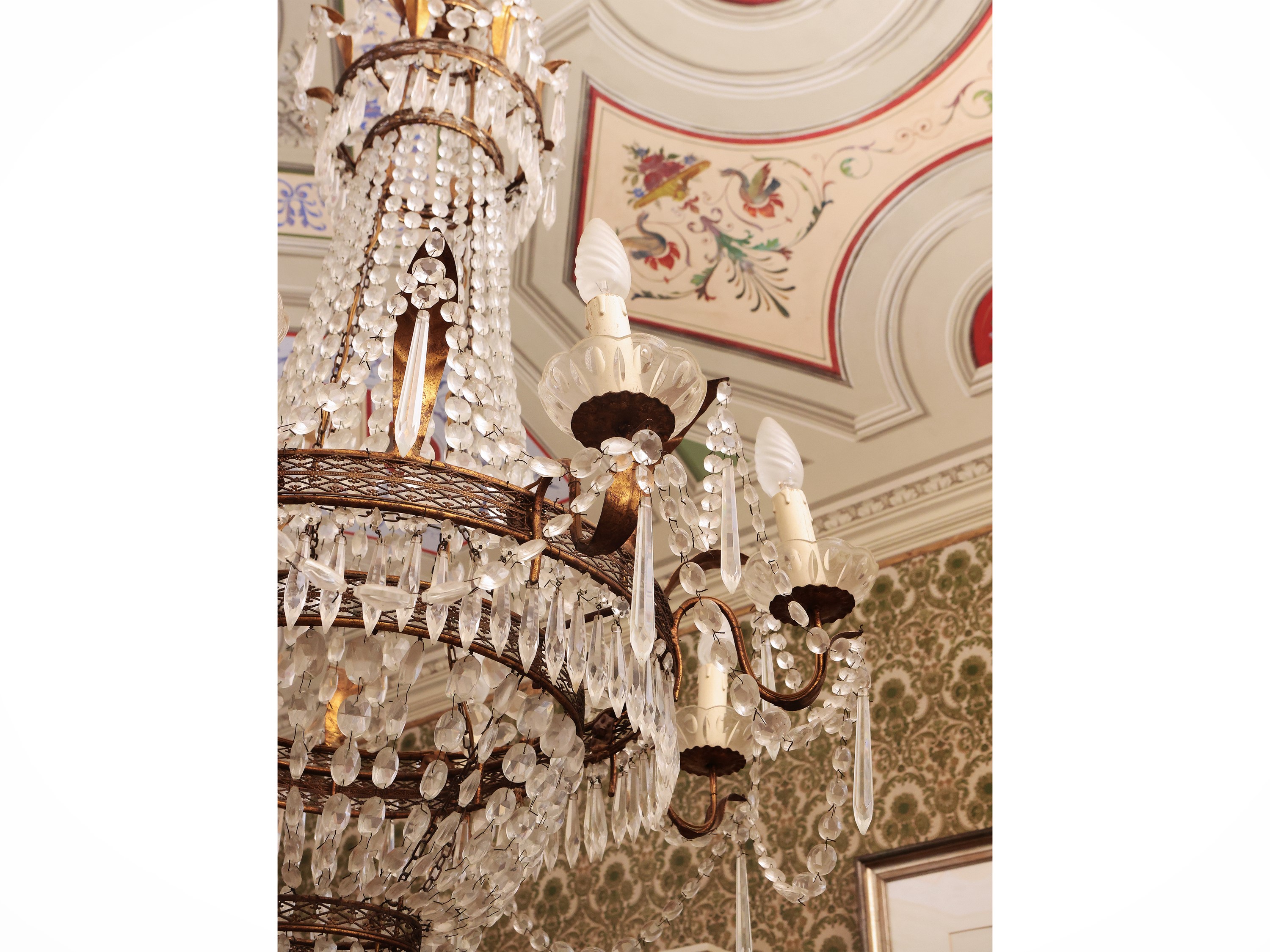 Lampadario a Paniere in Vetro e Metallo