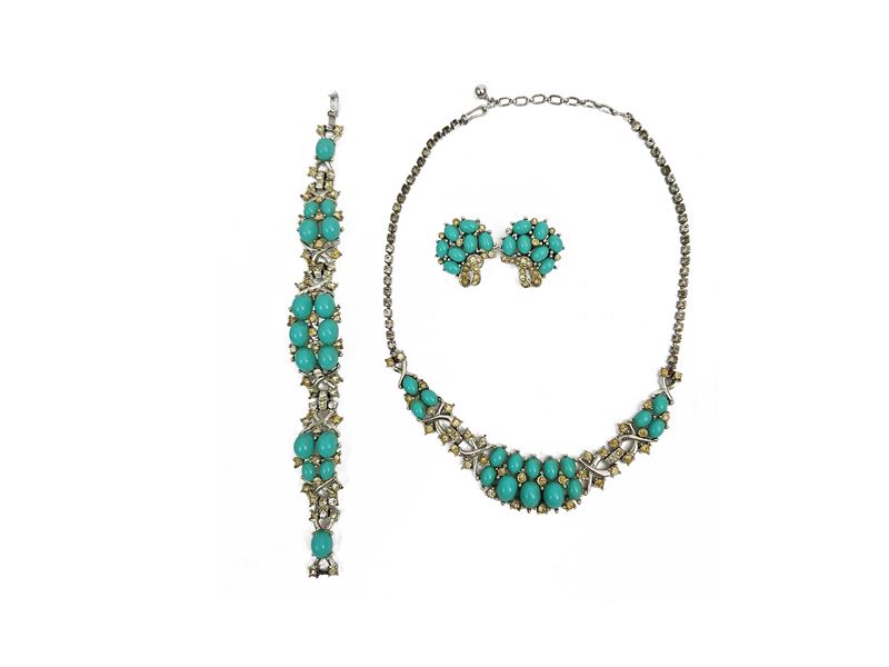 Parure collana, bracciale e orecchini a clip