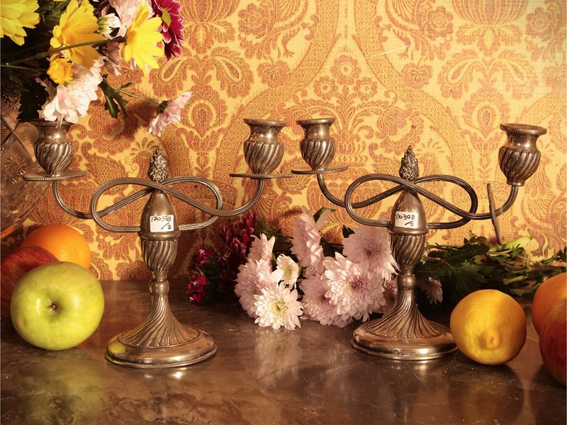 Coppia di Candelabri in Argento