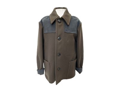 Salvatore Ferragamo - Caban in Lana e Suede Grigio/verde