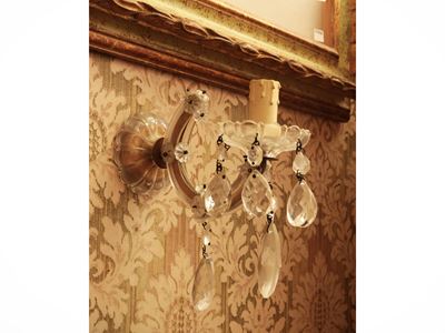 Serie di Tre Applique in Vetro e Metallo Dorato