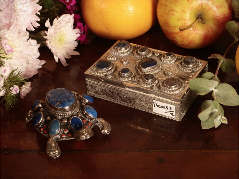 Due Accessori Decorativi in Argento 925 e Lapislazzuli