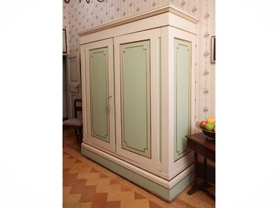 Armadio in Legno Tenero Tinto Bianco e Verde Acqua