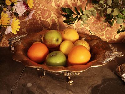 Grande Cestino Centrotavola in Ottone