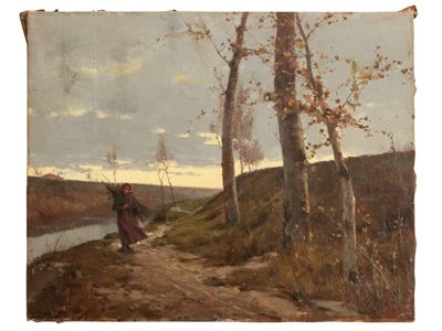 Paesaggio Campestre con Contadina