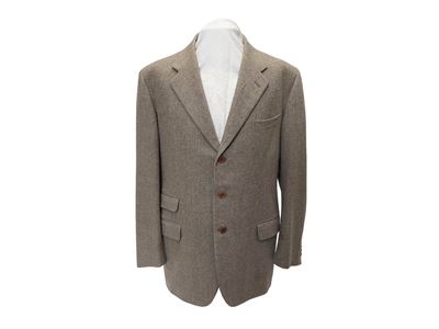 Salvatore Ferragamo - Giacca da Uomo in Lana Beige Spigato