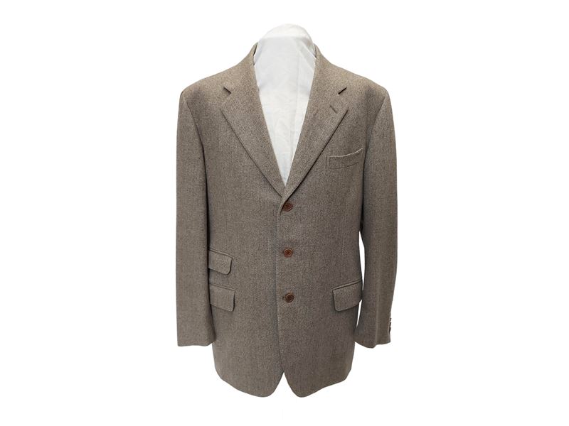 Salvatore Ferragamo - Giacca da Uomo in Lana Beige Spigato