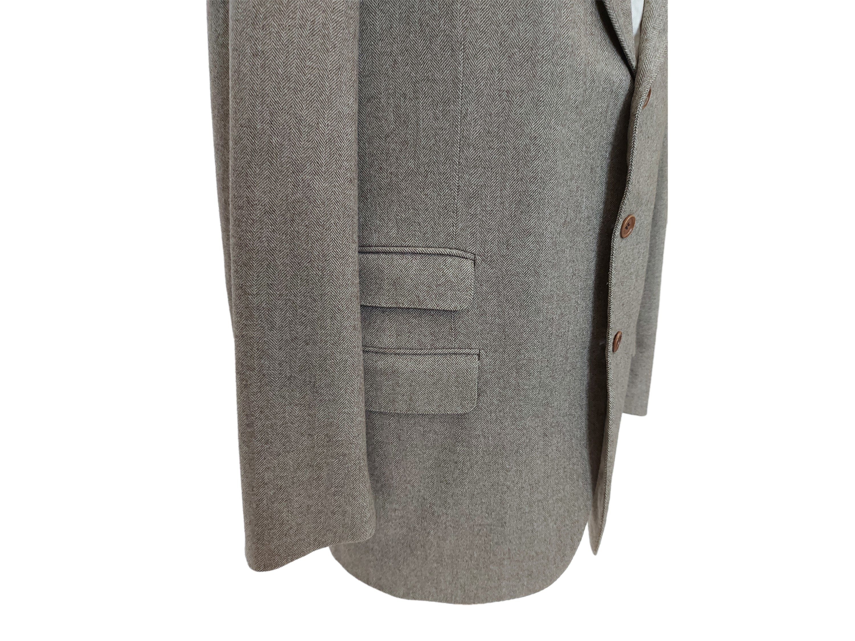 Salvatore Ferragamo - Giacca da Uomo in Lana Beige Spigato