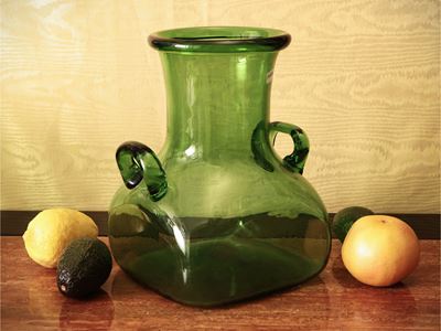 Grande Vaso Biansato in Vetro Verde di Empoli