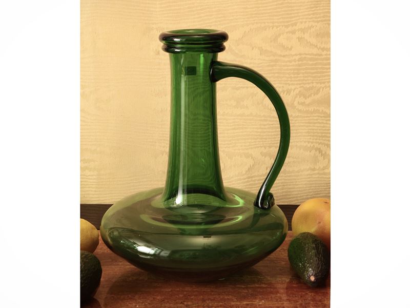 Grande Vaso a Brocca in Vetro Verde di Empoli