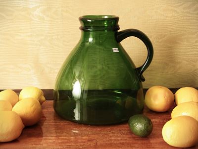 Grande Vaso a Caraffa in Vetro Verde di Empoli