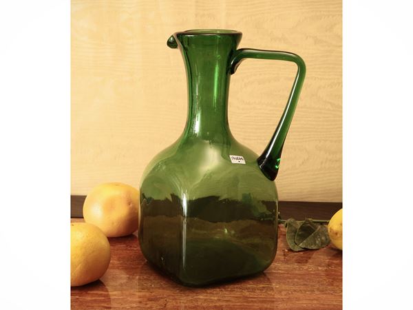 Grande caraffa in vetro verde di Empoli