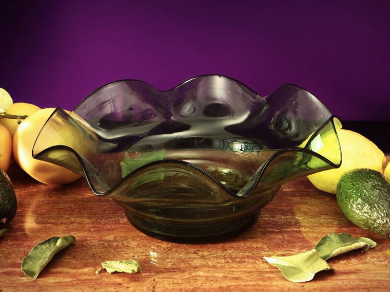 Fruttiera in vetro verde di Empoli