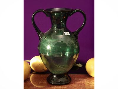 Grande Vaso Ad Anfora in Vetro Verde di Empoli