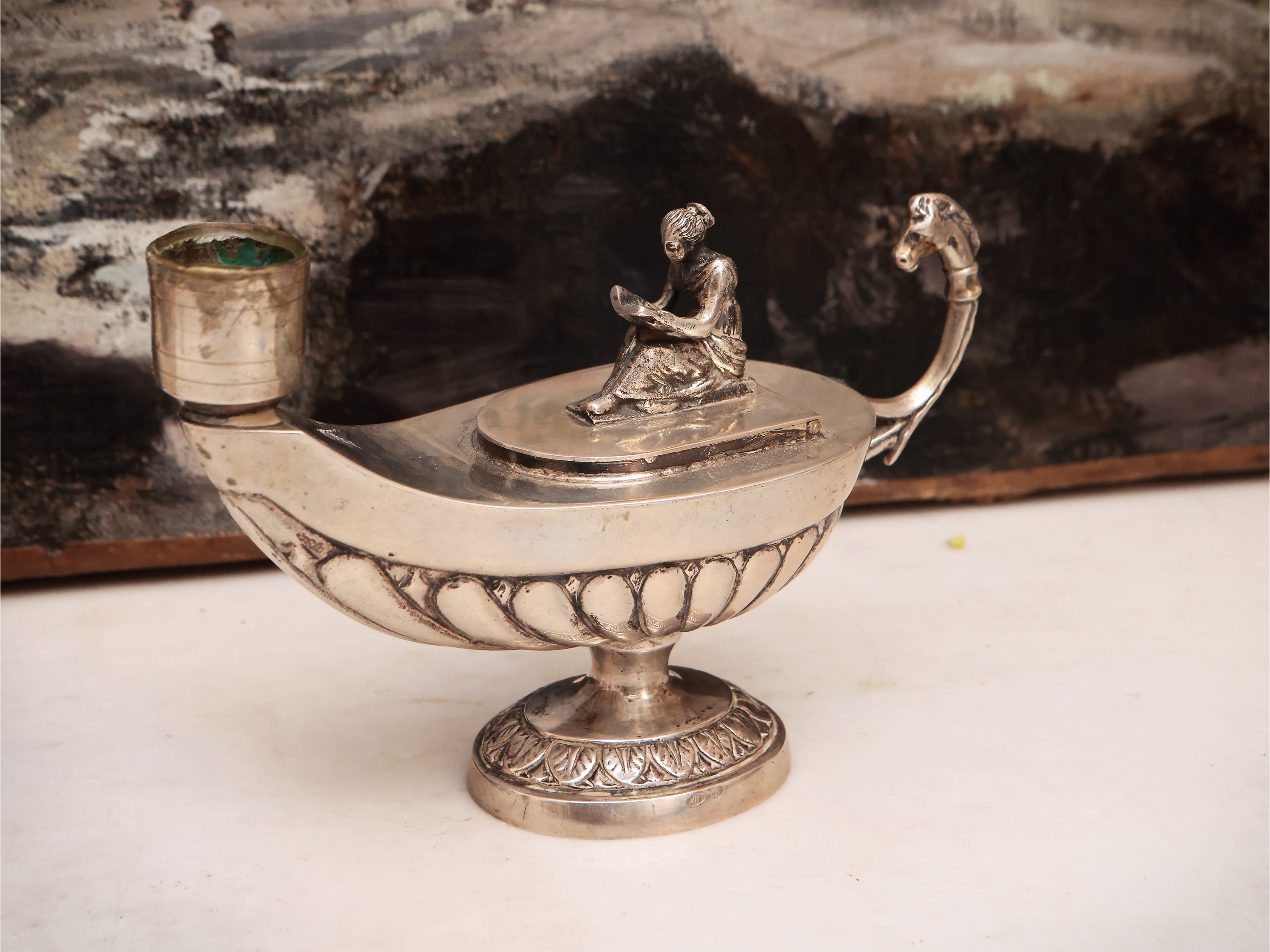 Coppia di lucerne in argento