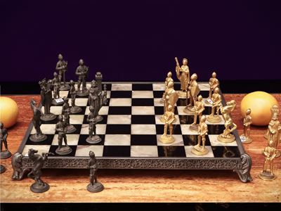 Grande Scacchiera in Onice e Marmo Nero del Belgio