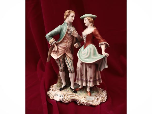 Polychrome porcelain group, manufacture of Capodimonte