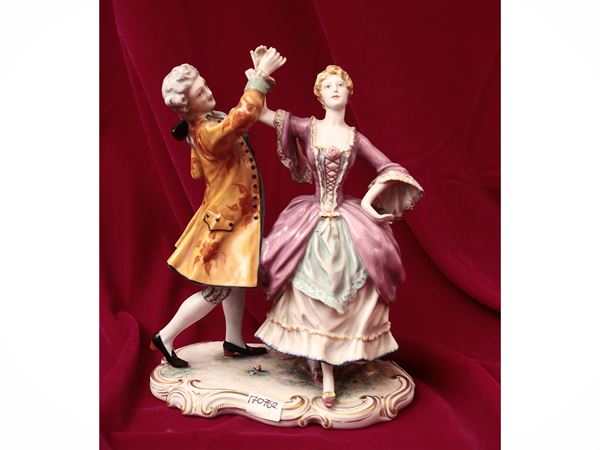 Polychrome porcelain group, manufacture of Capodimonte