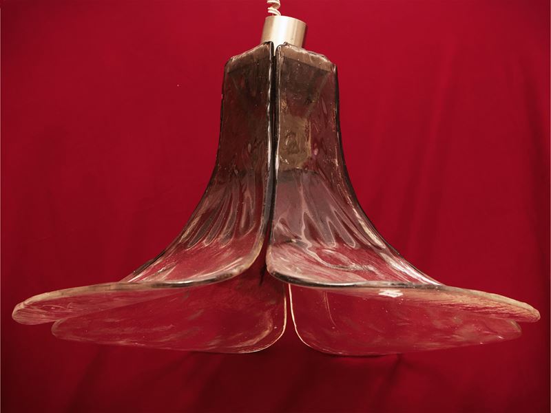 Lampadario in vetro fumé, Carlo Nason per Mazzega