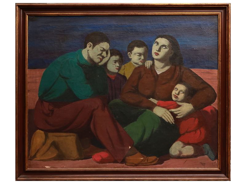 Pompeo Borra - Profughi 1946, olio su tela