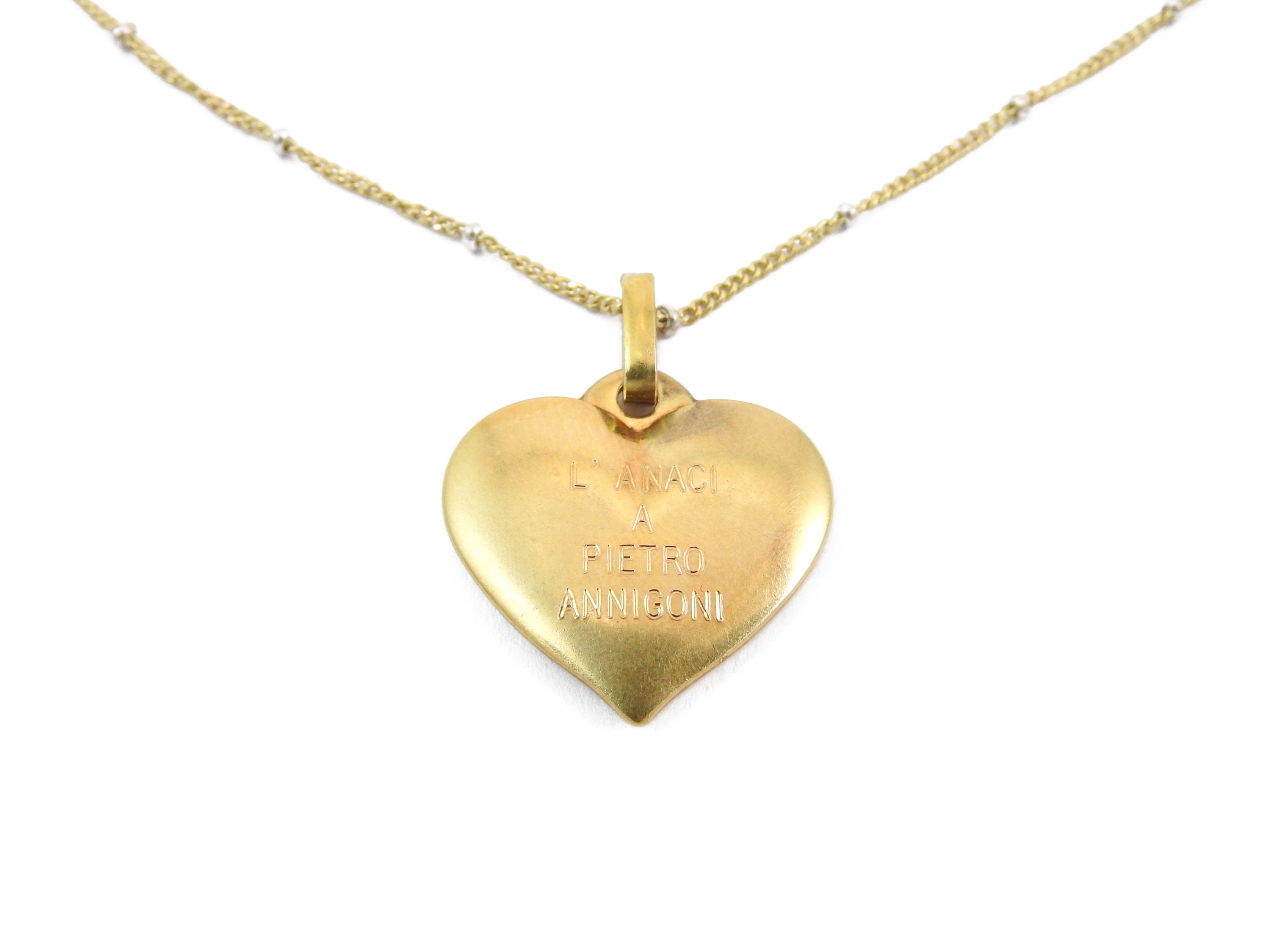 Pendente in oro giallo a foggia di cuore