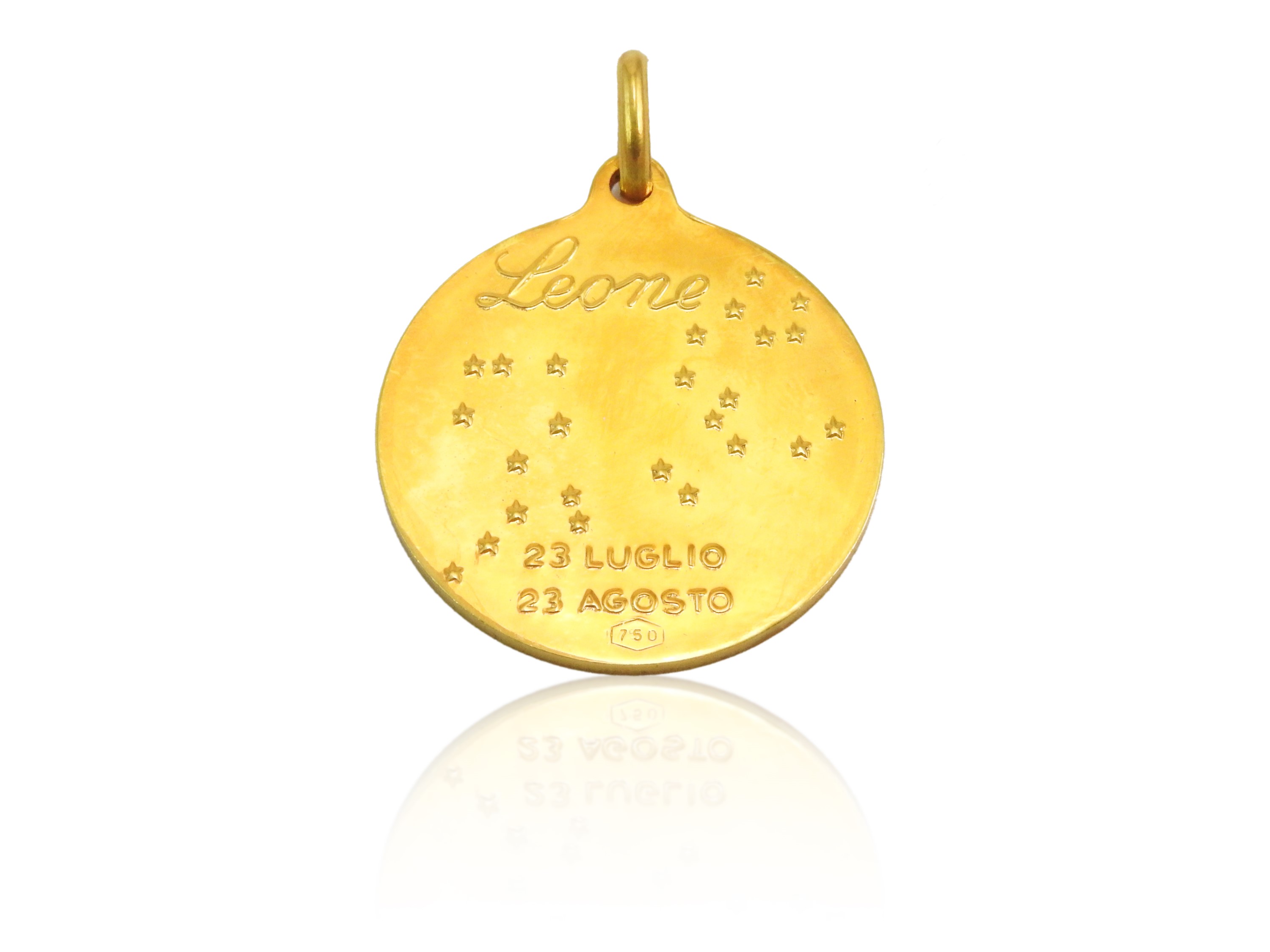 Medaglia pendente in oro giallo con segno zodiacale del Leone, Anni Settanta