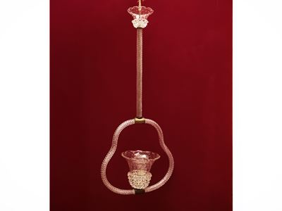 Piccolo Lampadario in Vetro Soffiato Rostrato