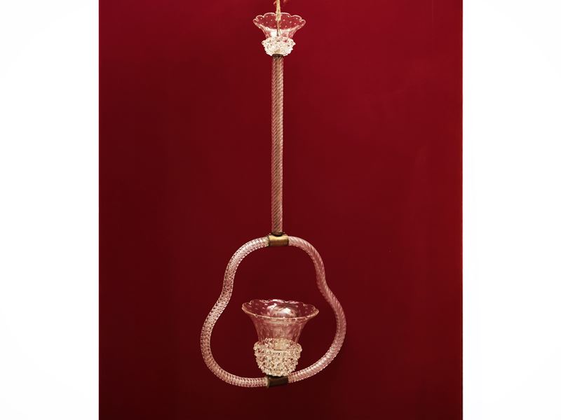 Piccolo Lampadario in Vetro Soffiato Rostrato