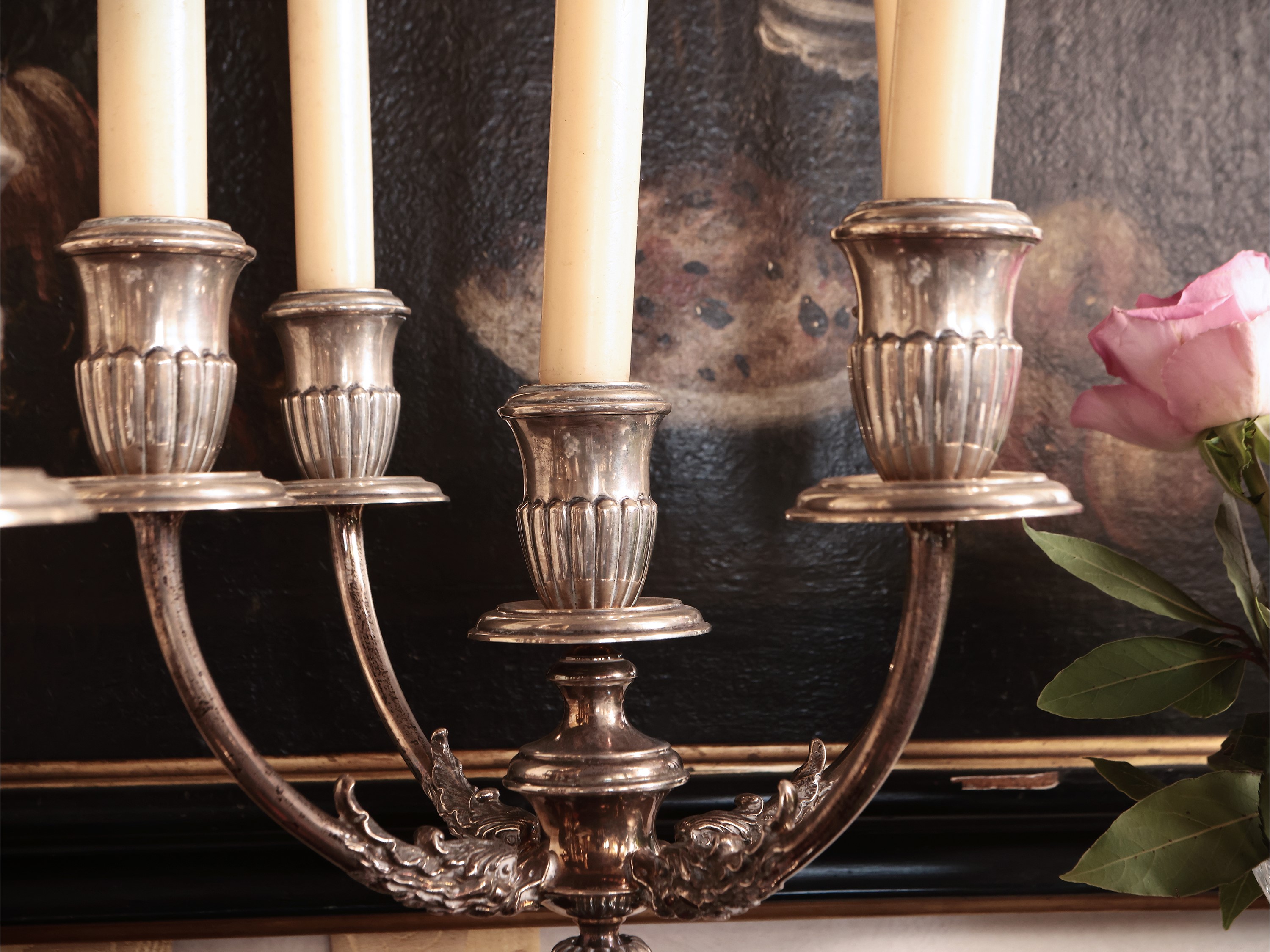 Coppia di candelabri in argento