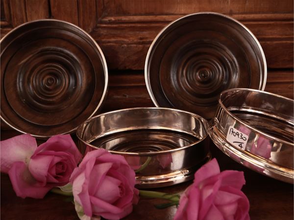 Serie di quattro sottobottiglia in argento sterling 925, Pampaloni Firenze