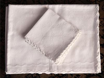Tovaglia in Cotone Damascato Bianco