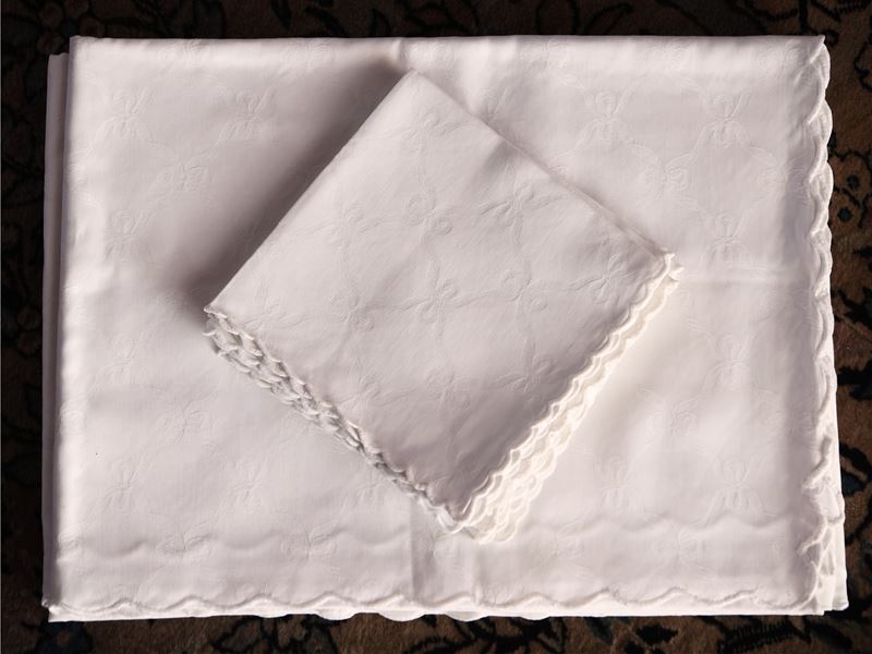 Tovaglia in Cotone Damascato Bianco