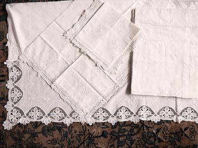Set di Lenzuola Matrimoniali in Cotone Bianco