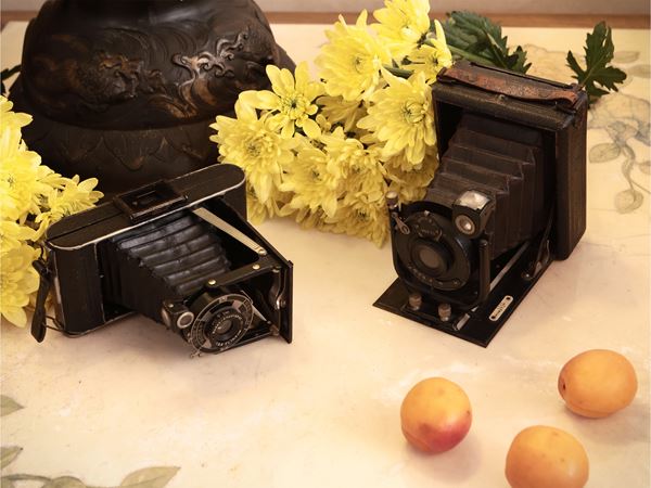 Due macchine fotografiche d'epoca a soffietto