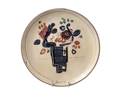 Piatto da Parata in Ceramica Smaltata, Manlio Bacosi
