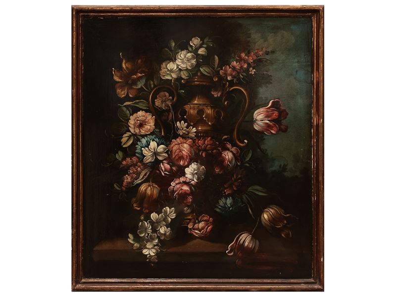 Maniera di Gaspar Pieter Verbuggen il Giovane - Vaso di Fiori in un Paesaggio
