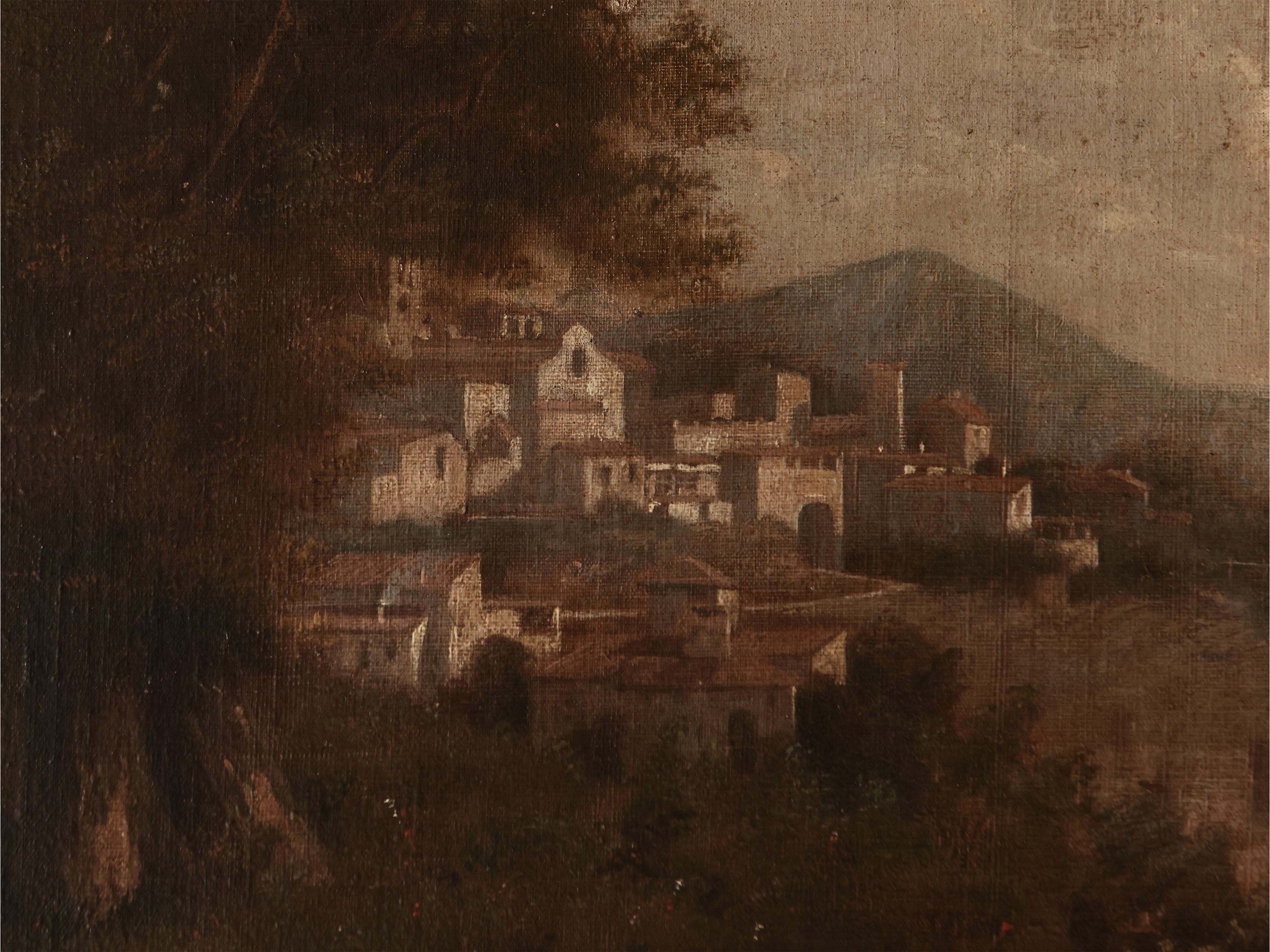 Scuola Francese della Fine del XIX Secolo - Paesaggio Marino con Scorcio di Città