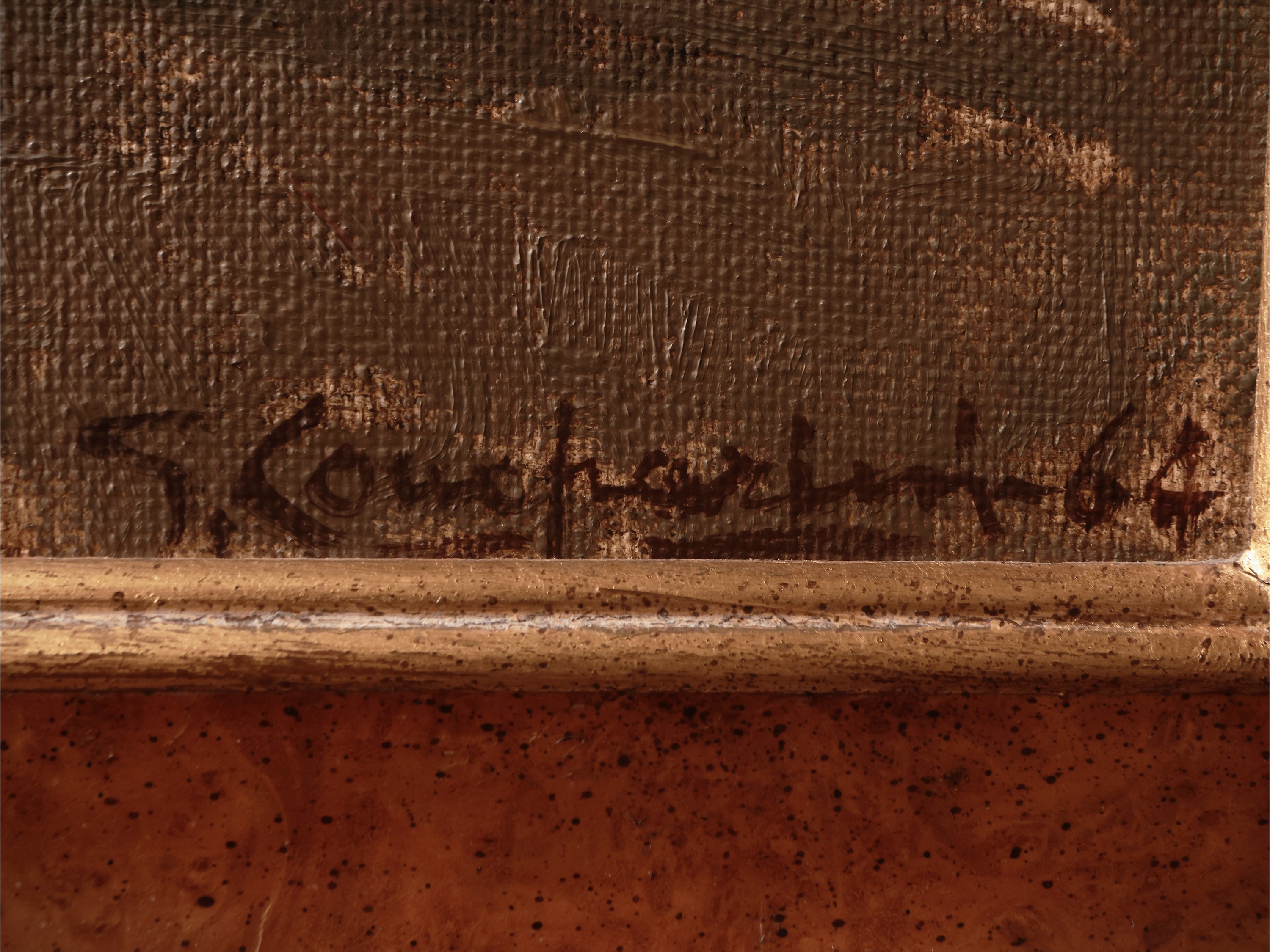 Scorcio di paese con figure 1964