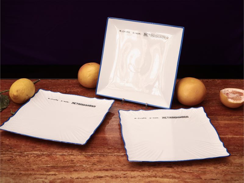 Tre piatti in porcellana, serie Metroquadro, Paola Navone per Richard Ginori