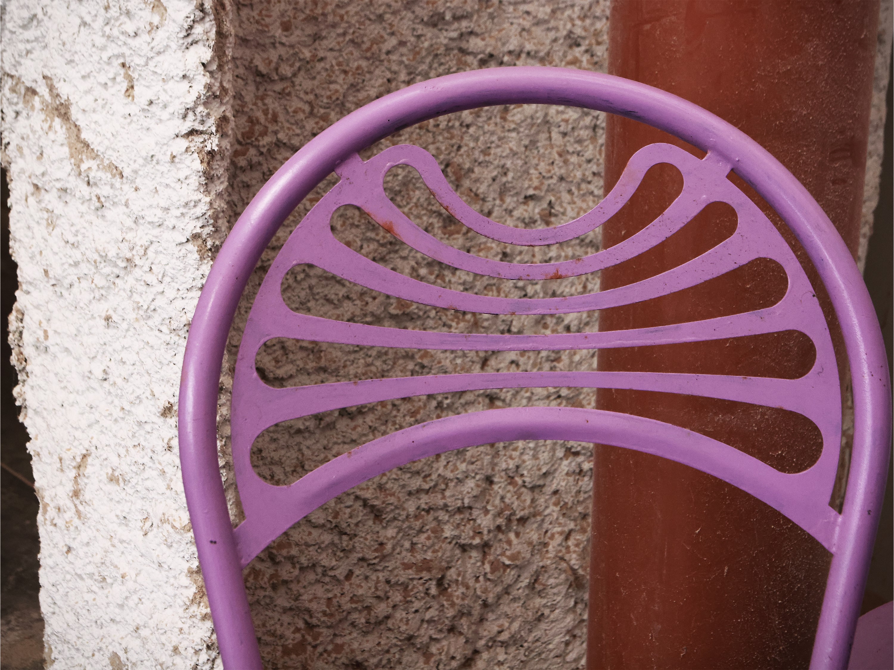 Serie di Quattro Sedie da Giardino Laccate Lilla