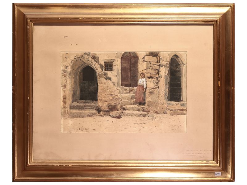 Scorcio di palazzo con fanciulla