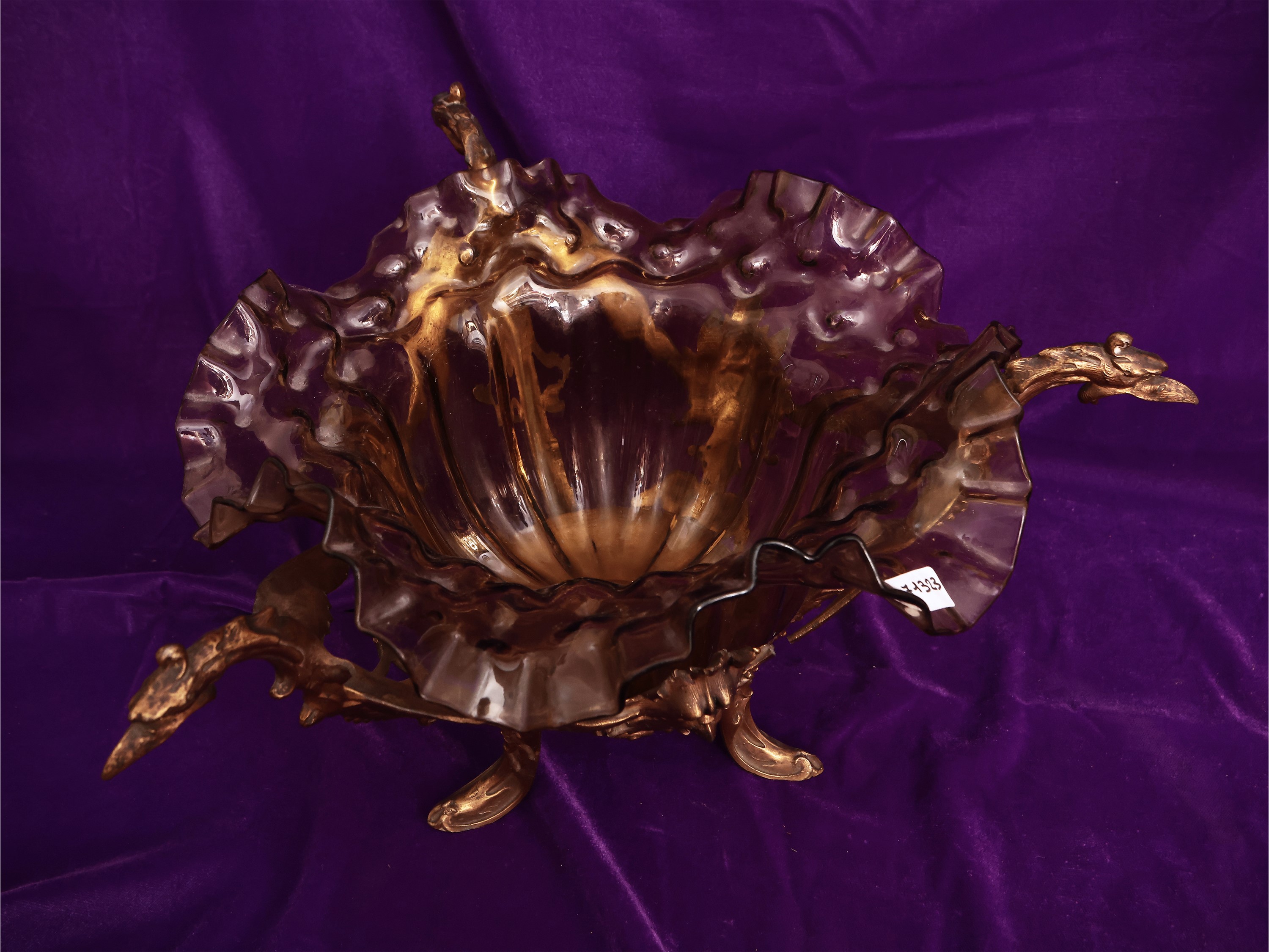 Centrotavoila in Vetro Ambra di Gusto Art Nouveau