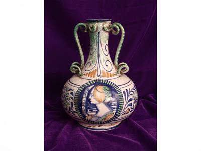 Piccolo Vaso Ad Anfora in Ceramica Smaltata, Cantagalli