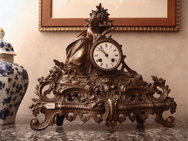 Glossy metal fireplace clock
