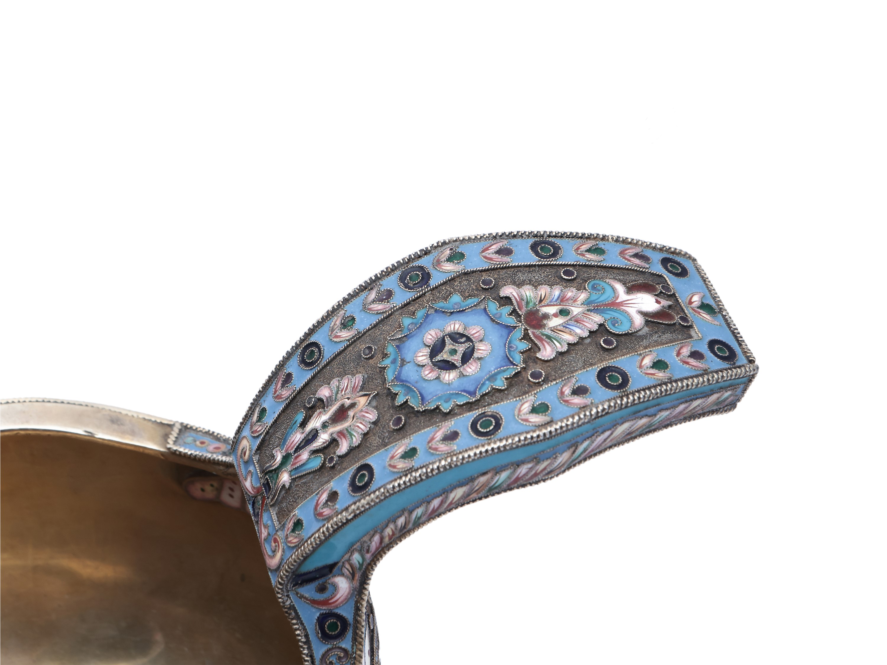 Grande Kovsh in Argento Vermeil e Smalti Cloisonné, Mitrofan Piudin
