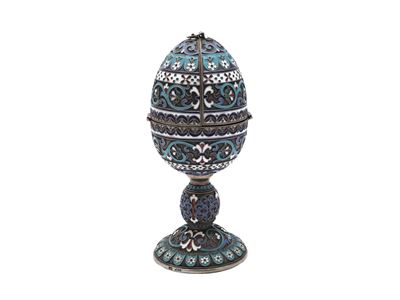 Uovo di Pasqua in Argento Vermeil e Smalti Clisonné, Grigory Sbetnayev