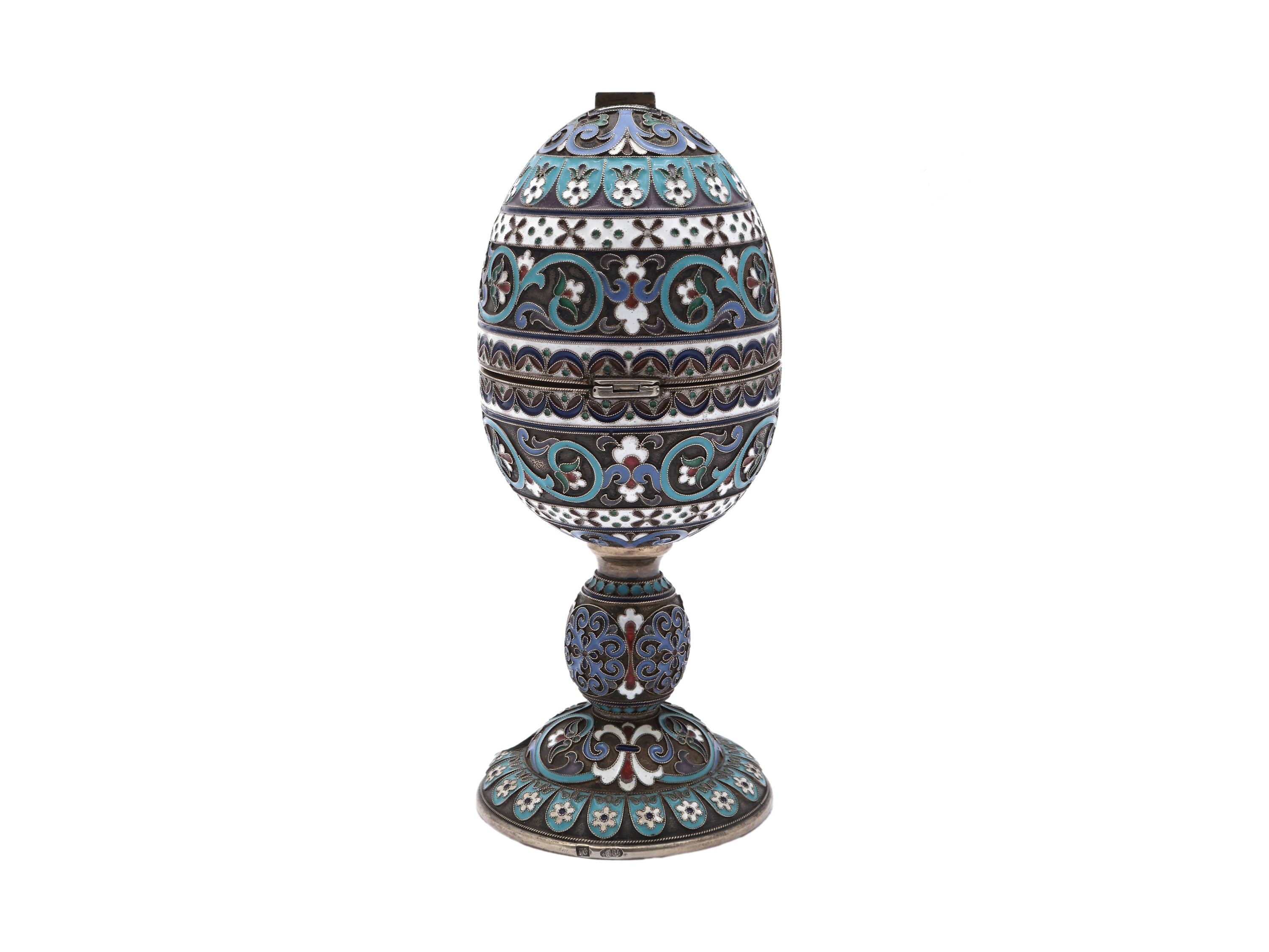 Uovo di Pasqua in Argento Vermeil e Smalti Clisonné, Grigory Sbetnayev