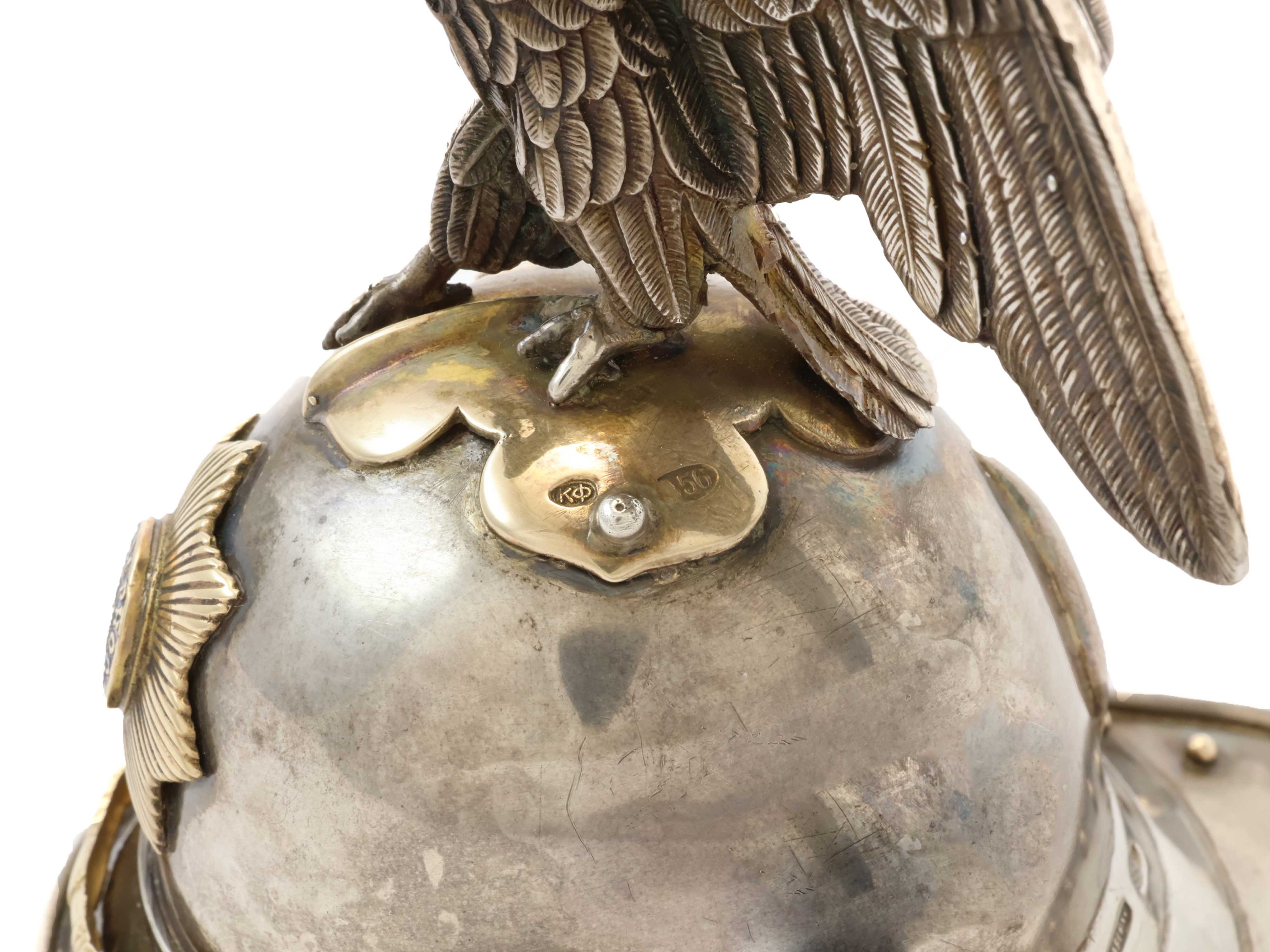 Peter Carl Fabergé - Elmo Ufficiale dei Cavalieri della Guardia Dell'imperatrice in Argento e Oro...