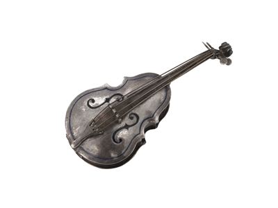 Piccola Scatola a Foggia di Violino Stradivari in Argento e Smalti