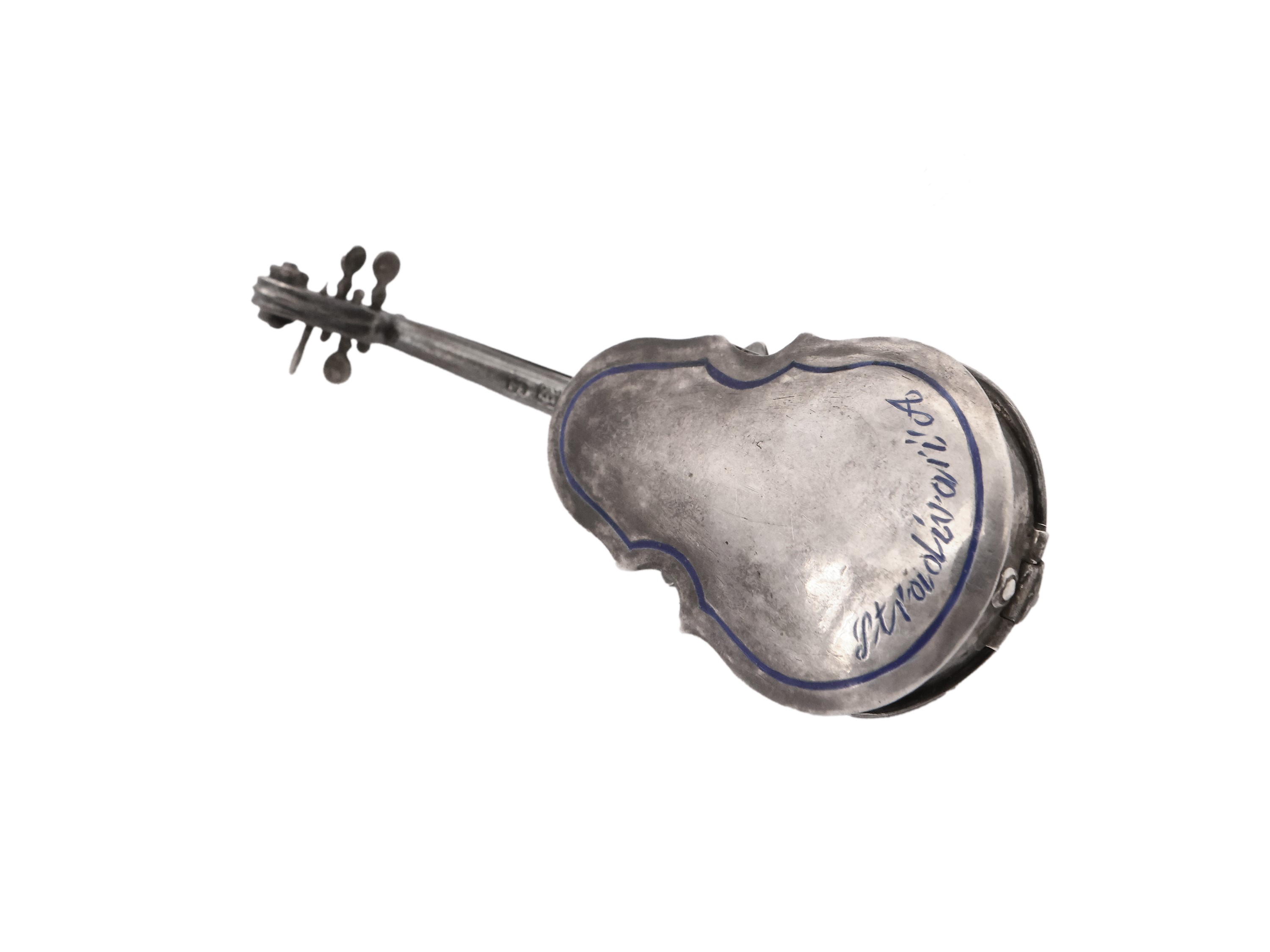 Piccola Scatola a Foggia di Violino Stradivari in Argento e Smalti
